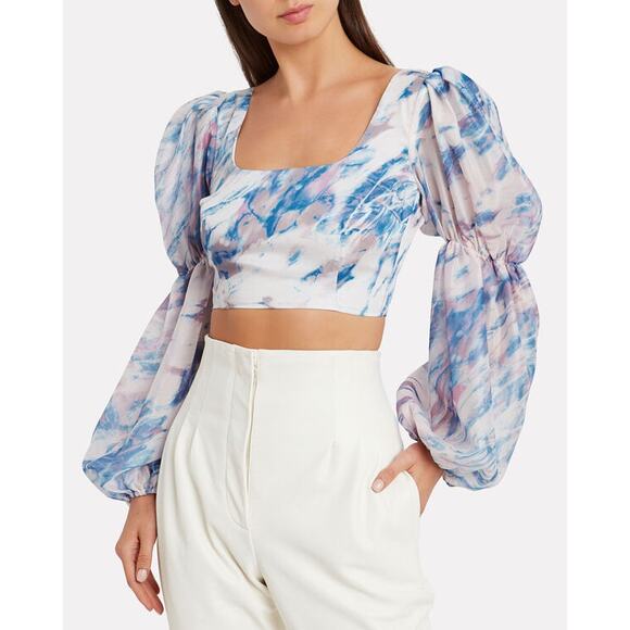 Atoir Skyfall Puff Sleeve Pastel Crop Top Size 6 Whimsical Coquette Feminine - Picture 1 of 10